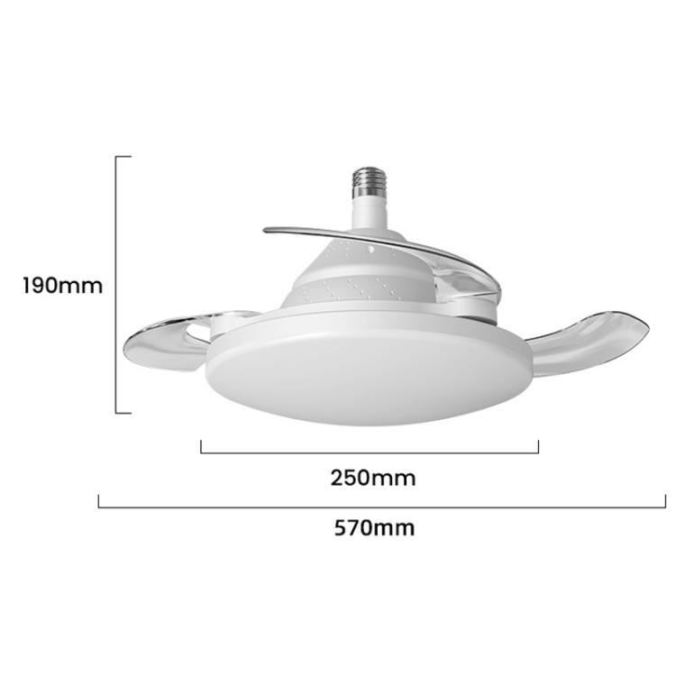 22.5-inch Invisible Blade Ceiling Fan Light with E27 Socket Dimmable LED, 3 Color Temperatures, 3 Speeds, 2H/4H Time, Invisible Blade