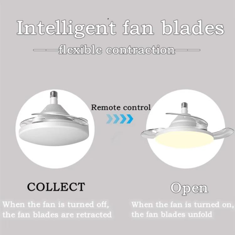 22.5-inch Invisible Blade Ceiling Fan Light with E27 Socket Dimmable LED, 3 Color Temperatures, 3 Speeds, 2H/4H Time, Invisible Blade
