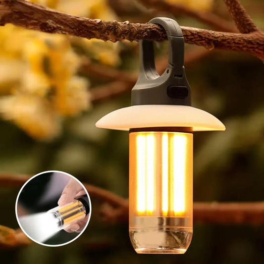 Rechargeable Dual Light Source Camping Lantern & Flashlight Warm/White Portable Outdoor Light, 8 Tungsten Filaments, 4 Tungsten Filaments