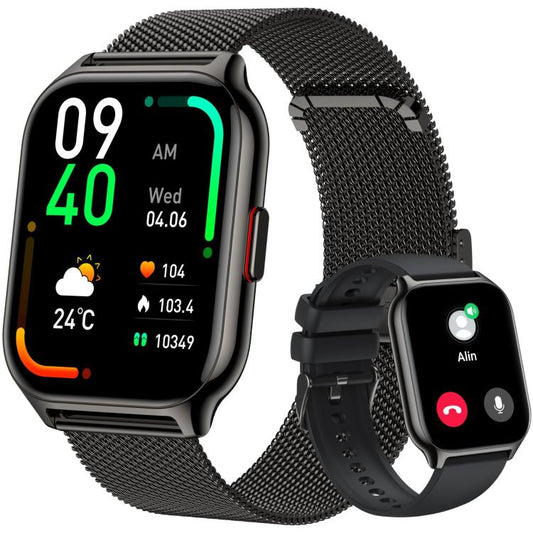 Blood Oxygen / Sleep / Heart Rate Health Monitoring Smart Watch Square Sports Double Strap Watch