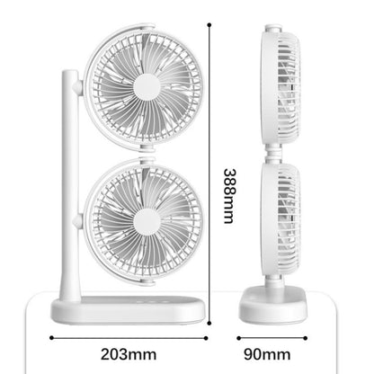 Dual Head Desk Fan 360-Degree Adjustable Oscillating Air Circulator 3-Speed Portable Cooling Fan