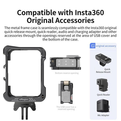 For Insta360 Ace Pro 2 / Ace Pro Camera AMagisn Quick Release Metal Cage Horizontal & Vertical Shooting Protective Frame