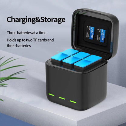 For GoPro HERO13 Black TELESIN 3 Slots Charging Case Compact Storage Box, Charging Case