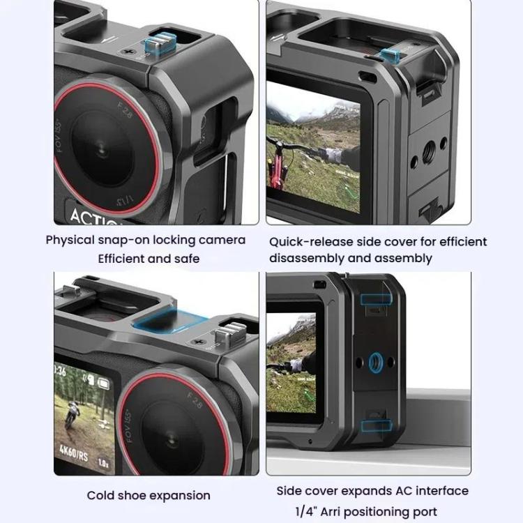 For DJI Osmo Action 5 Pro / 4 / 3 HEPAIL AC70 Metal Rabbit Cage, AC70