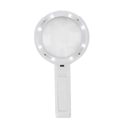 90mm 10X Foldable Handheld Magnifying Glass With 8 LED Lights