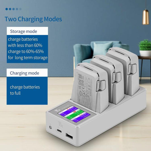 For DJI Flip Drone YX 3-Channel Battery Charger with Color LCD Screen Smart Charging Hub, 3-Channel Color Screen