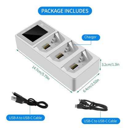 شاحن بطارية ثلاثي القنوات لطائرة DJI Flip Drone YX مع شاشة LCD ملونة ومحور شحن ذكي، شاشة ملونة ثلاثية القنوات