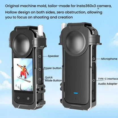 لكاميرا Insta360 X3 HEPAIL AC62 قفص أرنب معدني مع شفط مغناطيسي وإطار حماية أفقي ورأسي، AC62