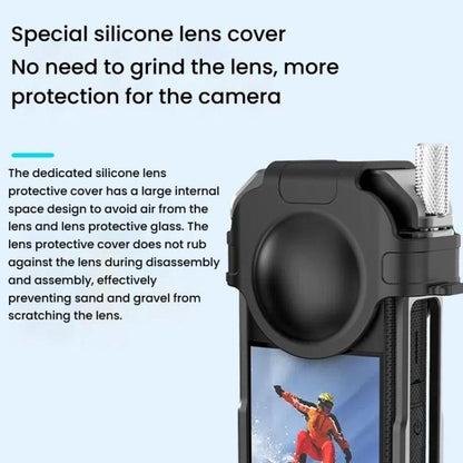 لكاميرا Insta360 X3 HEPAIL AC62 قفص أرنب معدني مع شفط مغناطيسي وإطار حماية أفقي ورأسي، AC62