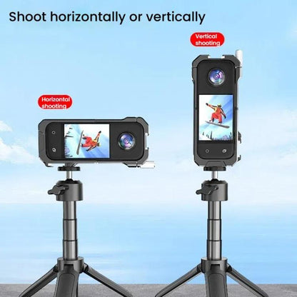 لكاميرا Insta360 X3 HEPAIL AC62 قفص أرنب معدني مع شفط مغناطيسي وإطار حماية أفقي ورأسي، AC62