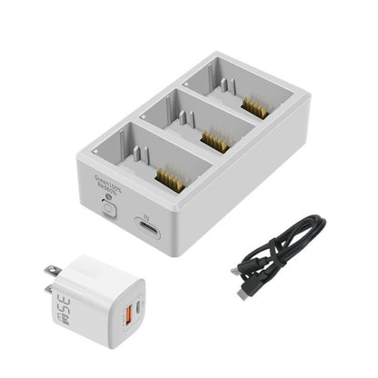 شاحن بطارية YX ثلاثي الاتجاهات لمحور شحن DJI Mini 4 Pro/Mini 3/Mini 3 Pro، بدون مقبس، قابس أمريكي 35 وات، قابس أوروبي 35 وات