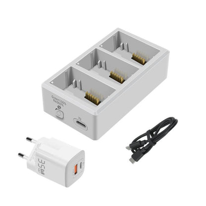 شاحن بطارية YX ثلاثي الاتجاهات لمحور شحن DJI Mini 4 Pro/Mini 3/Mini 3 Pro، بدون مقبس، قابس أمريكي 35 وات، قابس أوروبي 35 وات