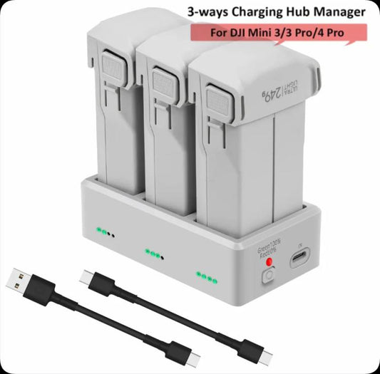 YX 3-Way Battery Charger For DJI Mini 4 Pro/Mini 3/Mini 3 Pro Charging Hub, Without Pulg, 35W US Plug, 35W EU Plug