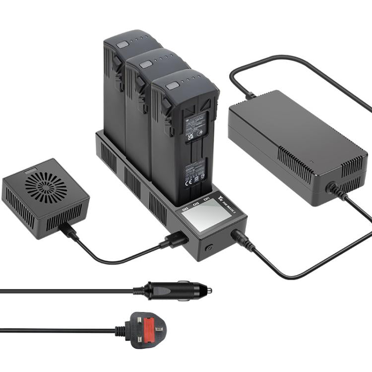 شاحن بطارية YX 3 في 1 مع موزع شحن ذكي بشاشة ملونة لطائرة DJI Mavic 3، قابس أمريكي، قابس أسترالي، قابس أوروبي، قابس بريطاني