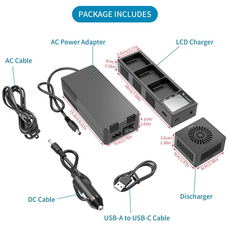 شاحن بطارية YX 3 في 1 مع موزع شحن ذكي بشاشة ملونة لطائرة DJI Mavic 3، قابس أمريكي، قابس أسترالي، قابس أوروبي، قابس بريطاني