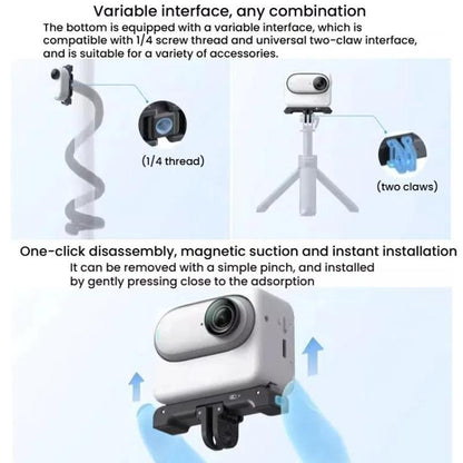 For Insta360 GO 3 / 3S HEPAIL AC-08 Aluminium Alloy Magnetic Quick Release Base, AC-08