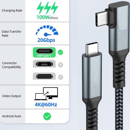 5m Type-C VR Streaming Connection Cable 10GB High-Speed Transmission Elbow Smart Device Cable, For Meta Quest 2 / 3 / PICO 4 / Apple Vision Pro / PSVR 2