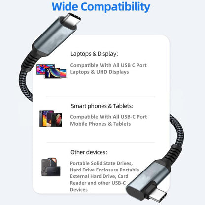5m Type-C VR Streaming Connection Cable 10GB High-Speed Transmission Elbow Smart Device Cable, For Meta Quest 2 / 3 / PICO 4 / Apple Vision Pro / PSVR 2