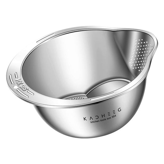 Kacheeg 304 Stainless Steel Multi-Purpose Colander, Vegetable & Rice Strainer, Washing Basket, 24cm