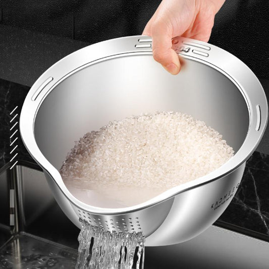 Kacheeg 304 Stainless Steel Multi-Purpose Colander, Vegetable & Rice Strainer, Washing Basket, 24cm