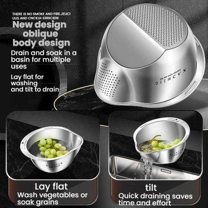 Kacheeg 304 Stainless Steel Multi-Purpose Colander, Vegetable & Rice Strainer, Washing Basket, 24cm