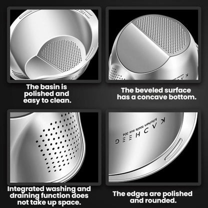 Kacheeg 304 Stainless Steel Multi-Purpose Colander, Vegetable & Rice Strainer, Washing Basket, 24cm