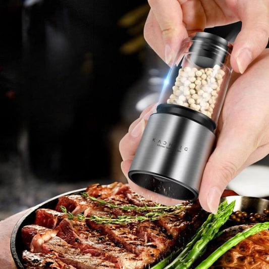 Kacheeg 70ml Transparent Pepper Grinder with Adjustable Coarse to Fine Ceramic Blades, 11 x 4.9 x 4cm