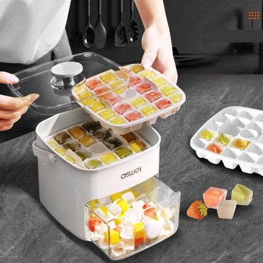 Kacheeg 2-In-1 Double Layer Ice Cube Tray With Storage Container Easy Push Release Mold