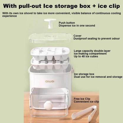 Kacheeg 2-In-1 Double Layer Ice Cube Tray With Storage Container Easy Push Release Mold