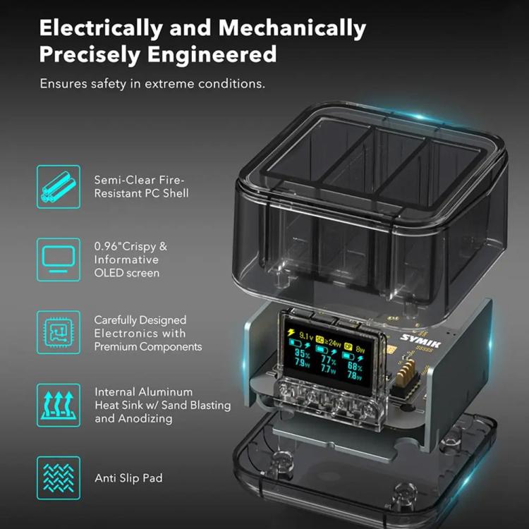 قاعدة شحن ذكية ثلاثية البطاريات لكاميرا GoPro HERO13 Black مع شاشة OLED، لكاميرا GoPro HERO13 Black