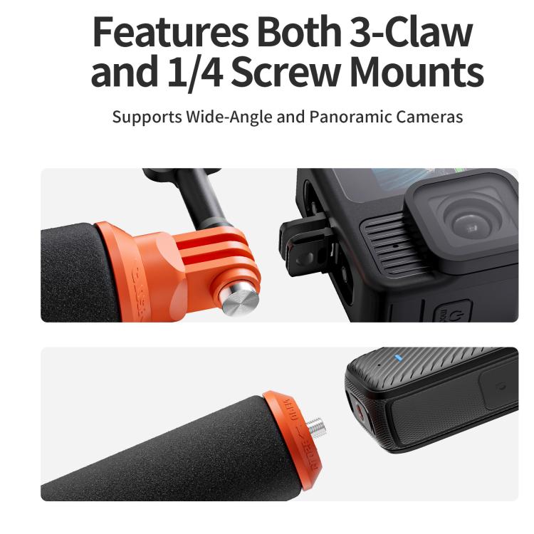 aMagisn Universal Floating Hand Grip for Action Cameras with Triple Claw & 1/4-inch Screw Mount