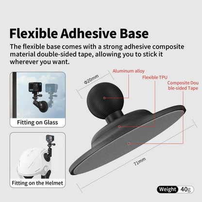 aMagisn Metal Arm Clamp Mount Adhesive Base with 1/4-inch Joint Ball For Insta360, DJI, GoPro Cameras, Adhesive Base