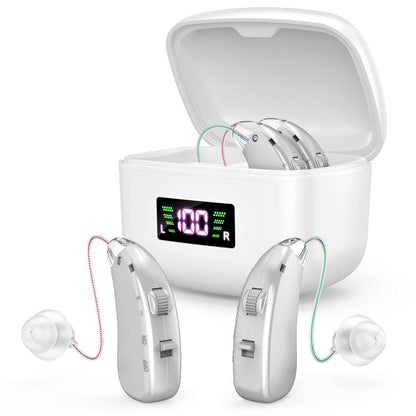 Sound Amplifying Hearing Aid With Magnetic Charging Case