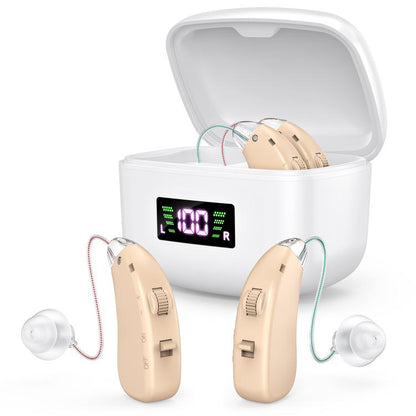 Sound Amplifying Hearing Aid With Magnetic Charging Case