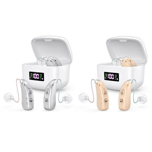 Sound Amplifying Hearing Aid With Magnetic Charging Case