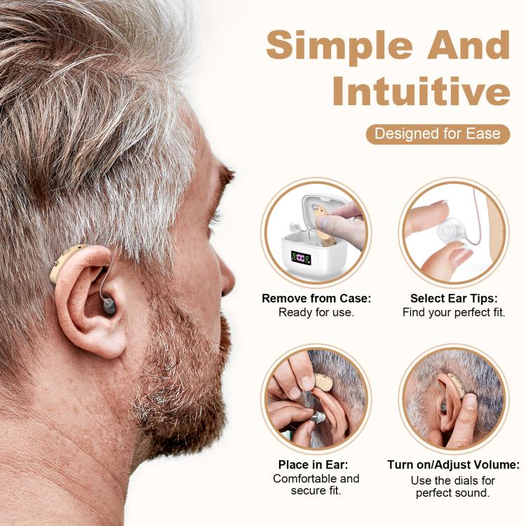 Sound Amplifying Hearing Aid With Magnetic Charging Case