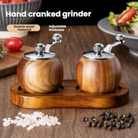Ball Pepper Mill Hand-Crank Mini Ceramic Core Multi-Purpose Grinder, Single, Double+Base