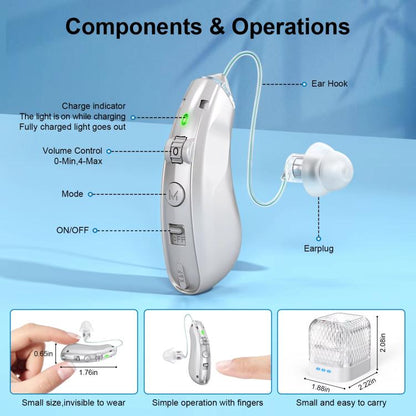 Behind-The-Ear Hearing Amplifier With Charging Case Sound Enhancer For Seniors