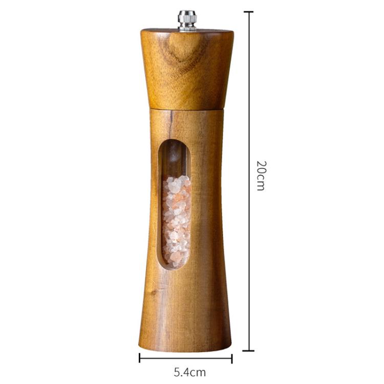 8 inch Acrylic Pepper Grinder Pagoda-shaped Wooden Kitchen Pepper Mill, Single With Box, Double+Base+Spoon+Steel Brush+Black Brush