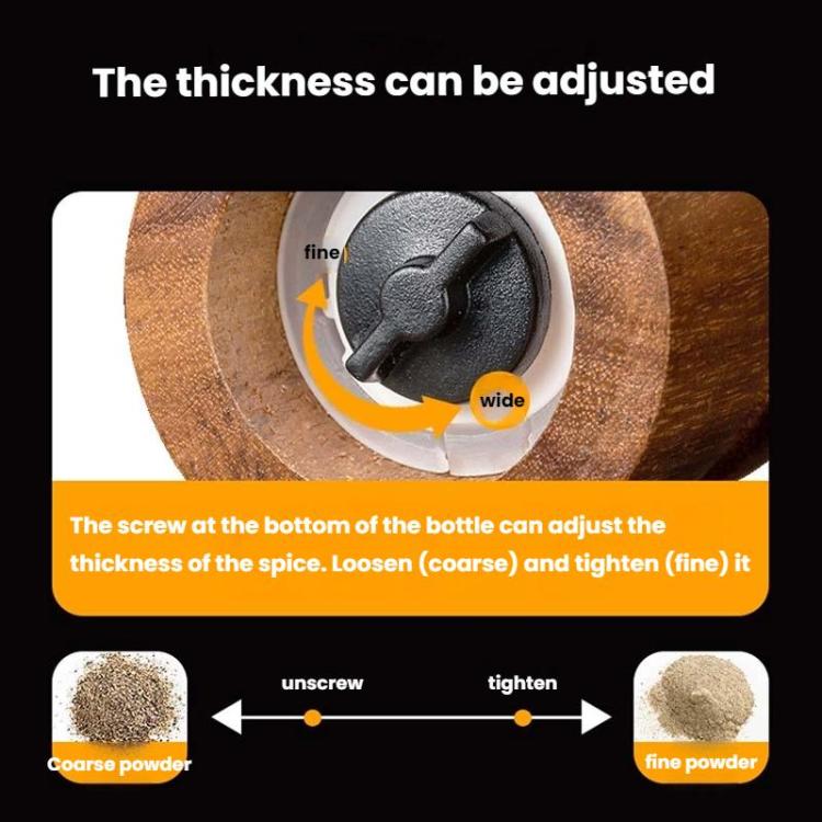 7 inch Manual Black Pepper Wood Grinder Transparent Acrylic Pepper Seasoning Bottle, Single With Box, Double+Base+Spoon+Steel Brush+Black Brush