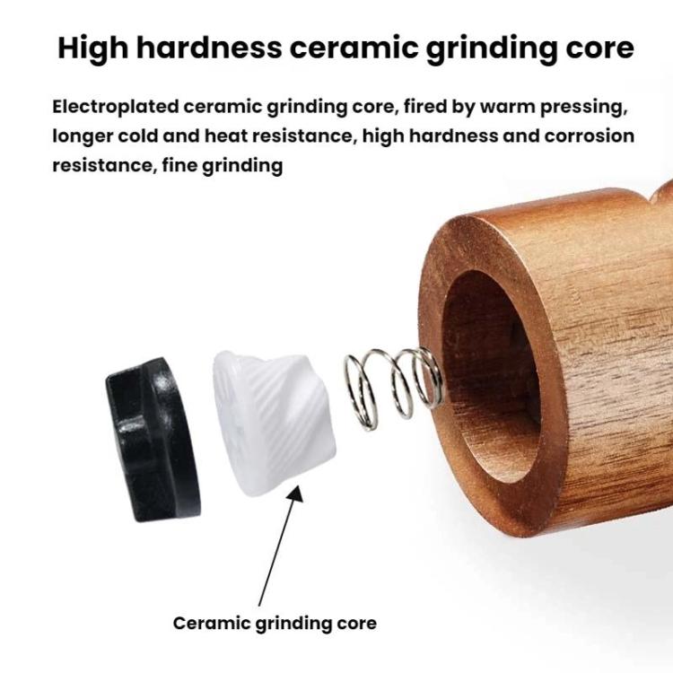 7 inch Manual Black Pepper Wood Grinder Transparent Acrylic Pepper Seasoning Bottle, Single With Box, Double+Base+Spoon+Steel Brush+Black Brush