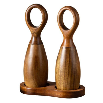7 Inch Manual Acacia Wood Ceramic Core Grinder Multi Purpose Grinder, Single, Double+Base