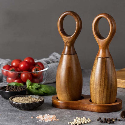 7 Inch Manual Acacia Wood Ceramic Core Grinder Multi Purpose Grinder, Single, Double+Base