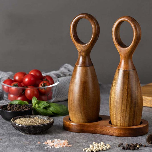 7 Inch Manual Acacia Wood Ceramic Core Grinder Multi Purpose Grinder, Single, Double+Base