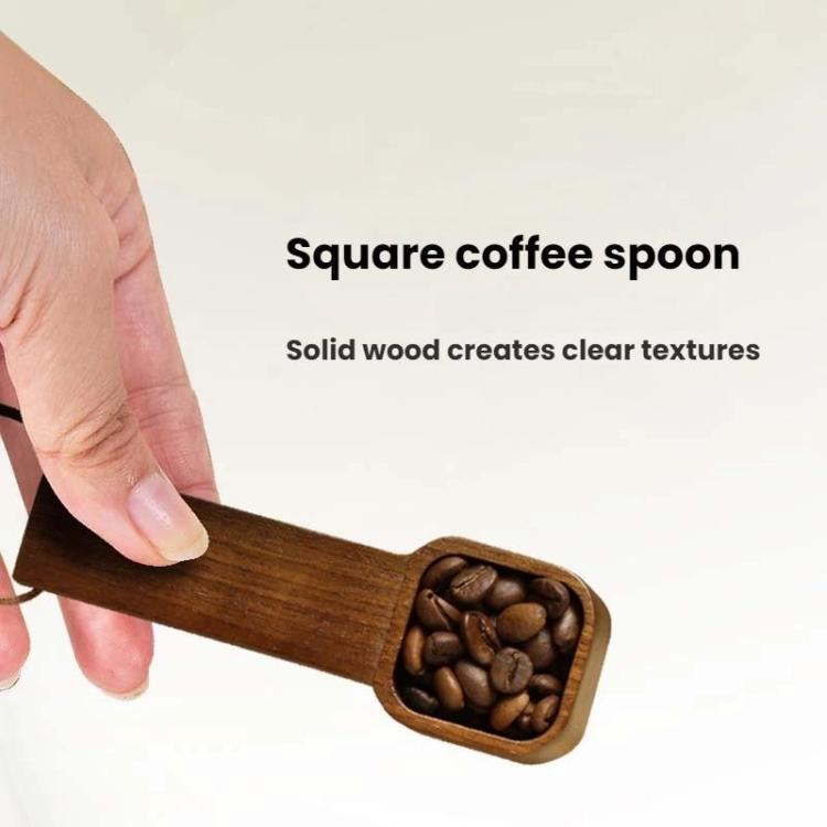 Solid Wood Square Coffee Spoon Measuring Seasoning Scoop Teaspoon, Short Handle, Long Handle