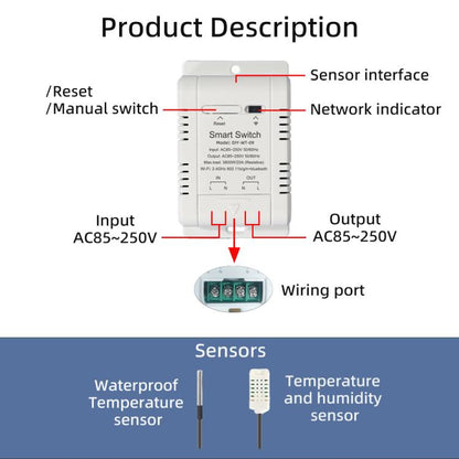 DIY-WT-09 20A Temperature Switch Smart Thermostat, Compatible With Google / Alexa / Yandex Alice / IFTTT