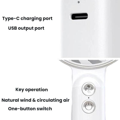 WT25 Handheld Fan With Lanyard Clip USB Desktop Silent Rechargeable Fan