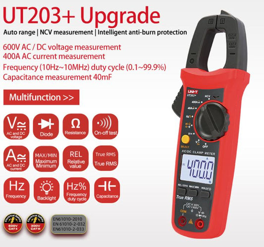 True RMS Auto-Ranging Digital Clamp Meter 400A AC/DC With NCV, Backlit LCD, Live Wire Detection & Data Hold