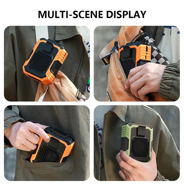 Rechargeable Waist-Mounted Clip Fan With 3-Speed Settings & LED Flashlight Hands-Free Cooling For Construction, Outdoor Work, Hiking