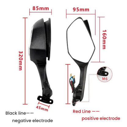 Motorcycle Rearview Mirror With LED Light For Kawasaki ZX-10R 2011-2015